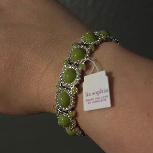 Lia Sophia Elegant Silver and Green Bracelet